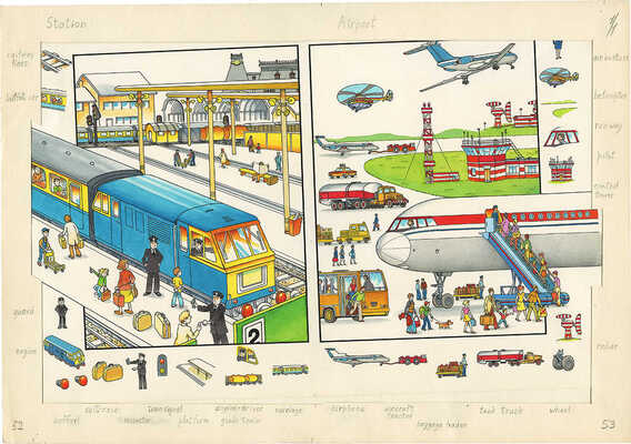 Беньяминсон Эрик Евгеньевич. Лот из двух иллюстраций к книге А.В. Назарова «1000 первых слов по-английски»